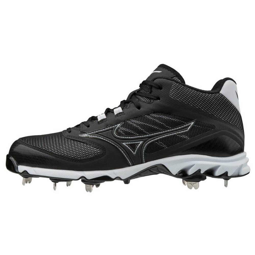 Mizuno 9-Spike Dominant 2 Metal Mid Cut Férfi Stoplis Cipő Fekete/Fehér FDW365890